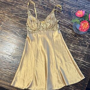 Victoria's Secret Brown and Cream Lace Slip Dress